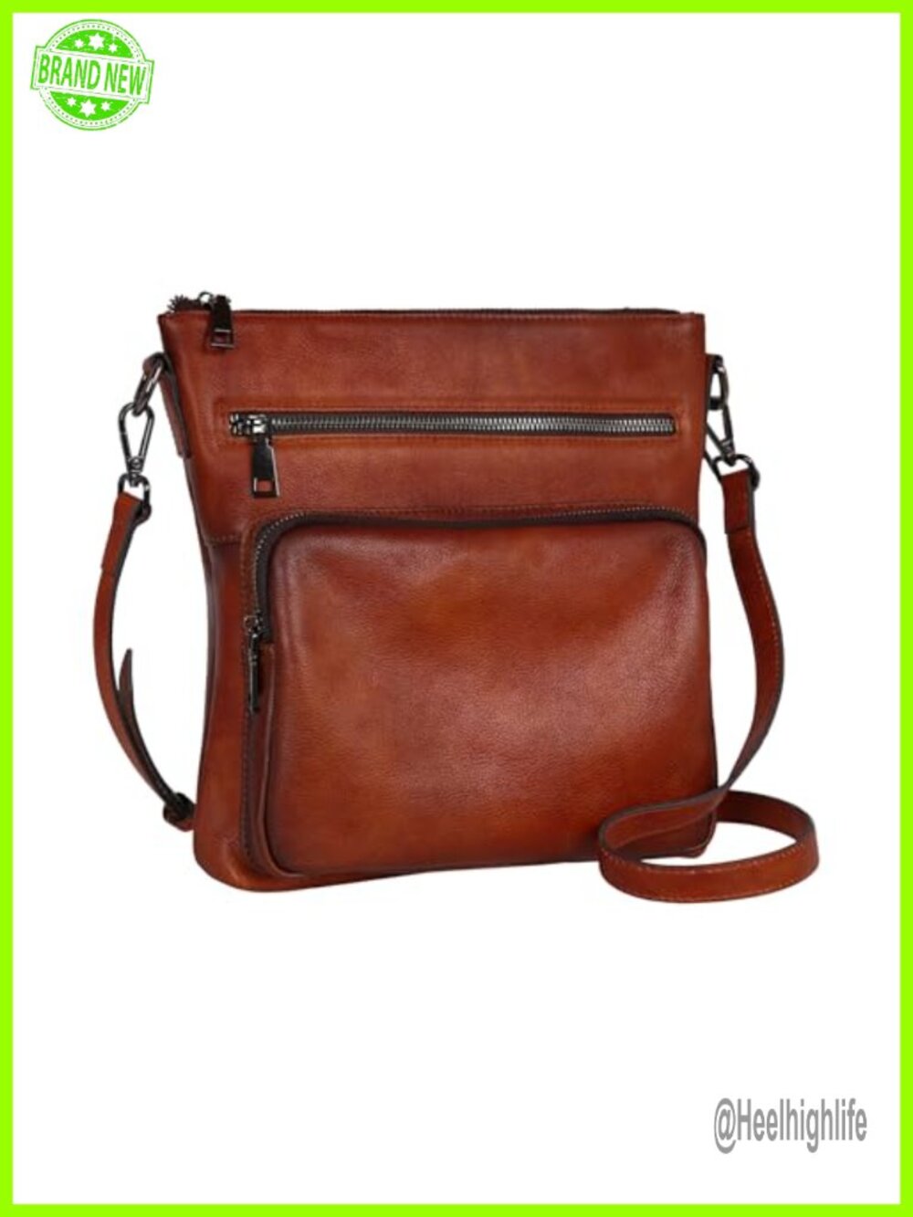 Vegetable Tanned Leather Crossbody Bag Satchel Purse Everyday Travel